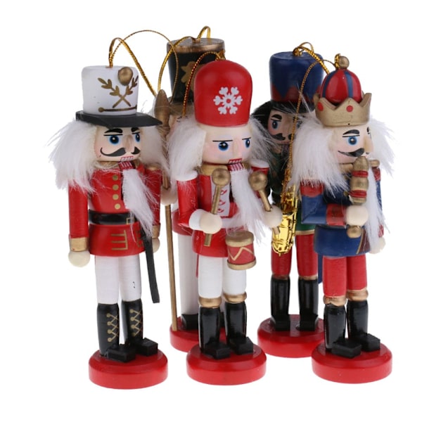 Trä Nötknäppare Figurin Docka Dekoration 5st Band