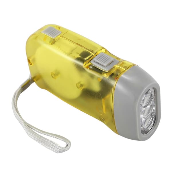 [RM]4X 3 LED Dynamo Wind Up Lommelygte Håndpresse Håndsving NR Camping Yellow