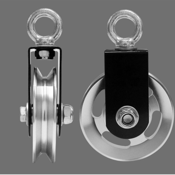2x Enkelhjul i aluminiumlegering - Trisslager - Vridbar krok för styrketräning - Last 300 kg