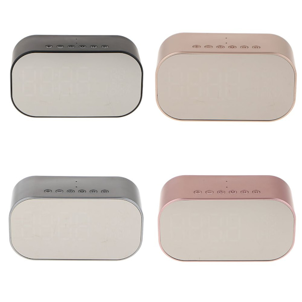 Trådlös LED Spegel Väckarklocka Bluetooth Stereo Högtalare Guld