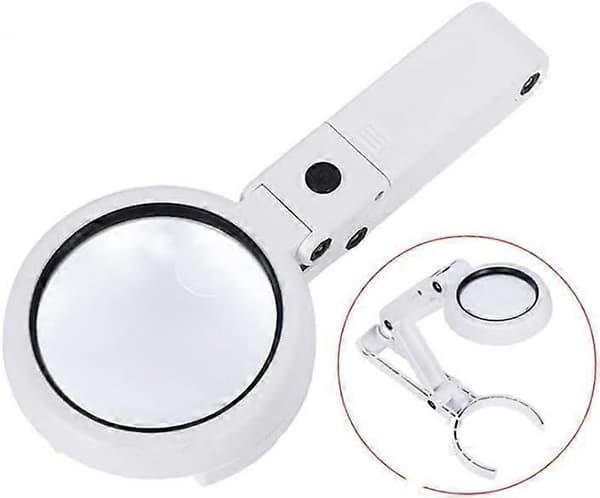 Bordlampe forstørrelsesglass sammenleggbart 5X USB 8 LED-lys lesing hobbyer smykker håndverk arbeidsbenk
