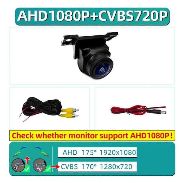 Bil AHD 1080P Bakkamera Parkeringsassistentkamera til bil Black