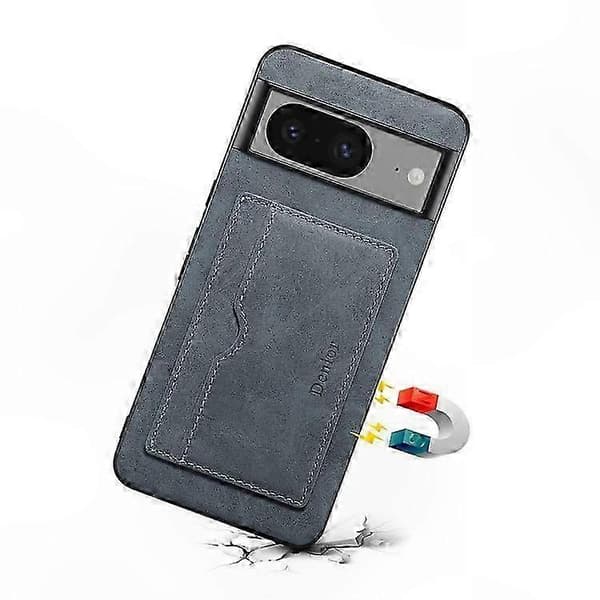 Retro nahkainen TPU PC -puhelinkotelo korttipidikkeellä Pixel 8:lle Grey
