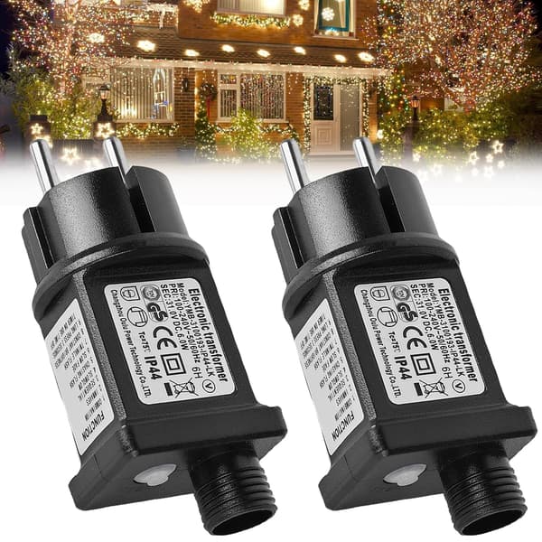 [RM][LLC] 2-pack 31V 6W LED-transformator, lågspänningsadapter IP44 med 8 lägen, timer och minnesfunktion för ljusslinga