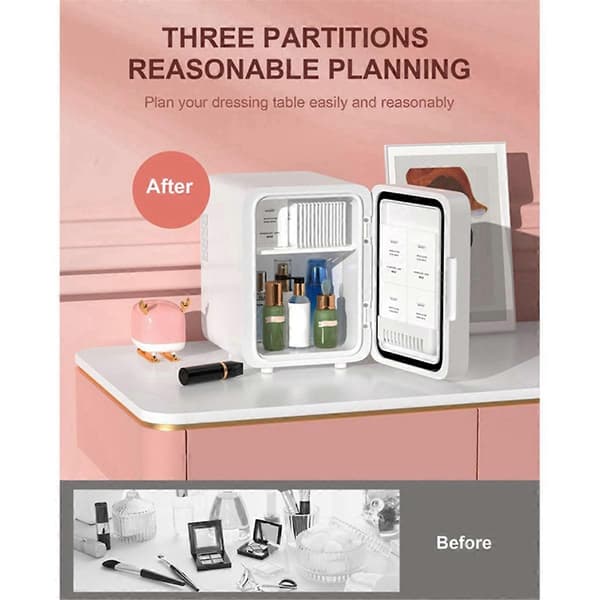 [RM]6L Makeup Refrigerator with LED Light Mirror Mini Fridge for Bedroom Car Small Refrigerator for Cosmetics EU Plug