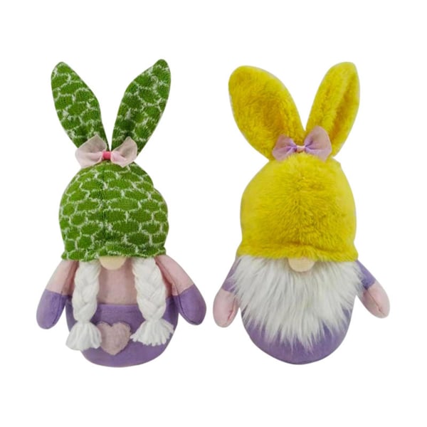 2 st Påskhare Tomtar Vårgåva Rum Plysch Ansiktslös Docka Dekorationer Present eierfarben ostern