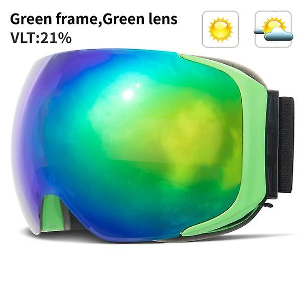 Magnetiska skidglasögon med snabbväxlande lins och fodralset 100% UV400-skydd Anti-imma Snowboardglasögon Red