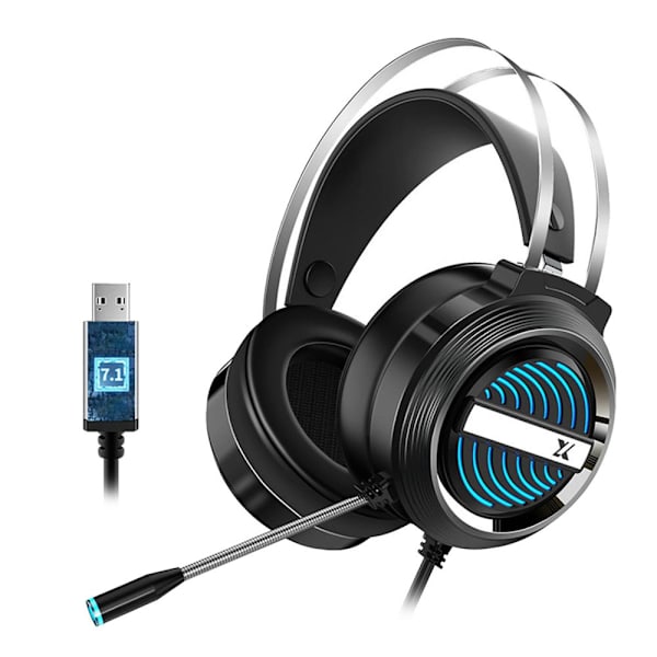 X9 7.1 Trådbundet USB Gaming Headset Med Mikrofon 7 LED För Laptop PS4 PC Rosa