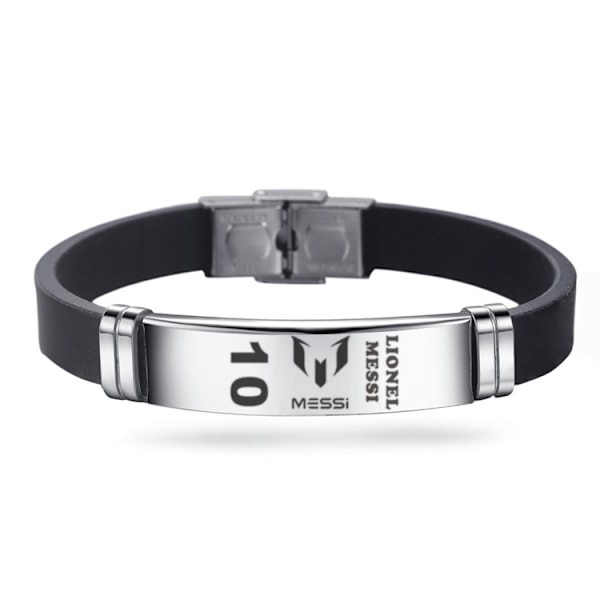 Fotbollsklubb Sport Silikonarmband Justerbart Armband i Rostfritt Stål *2st Messi