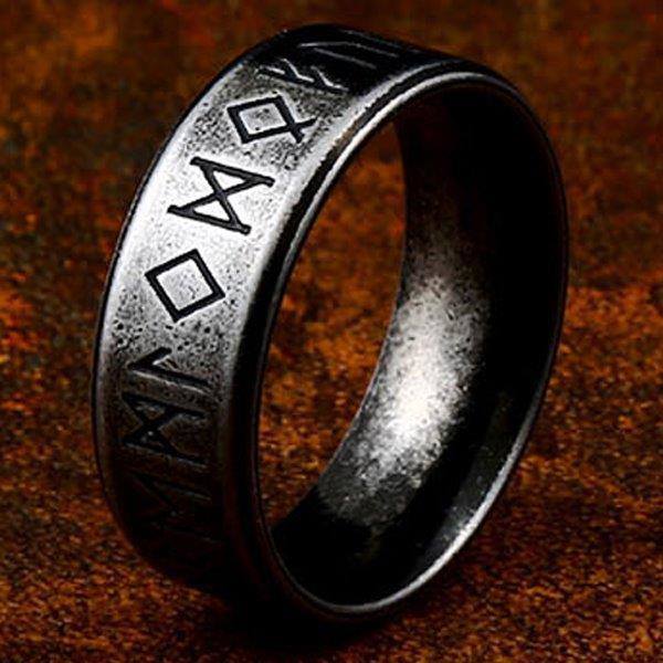 Ring - Nordisk Mytologi - Runor antik svart 8mm #13