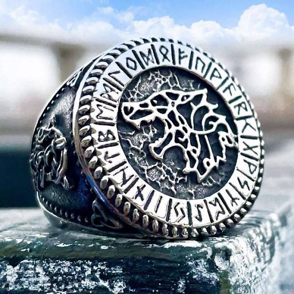 Ring - Nordisk Mytologi - Fenrir med runor #7
