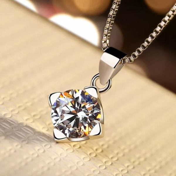 Necklace - silver color with rhinestone