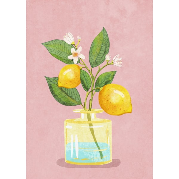 Lemon Bunch In Vase MultiColor 21x30 cm