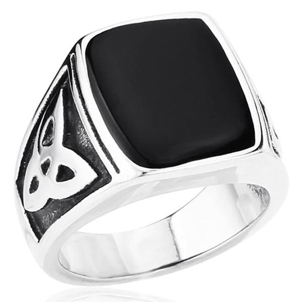 Ring - Nordic Mythology - Black top and Triquetra #9