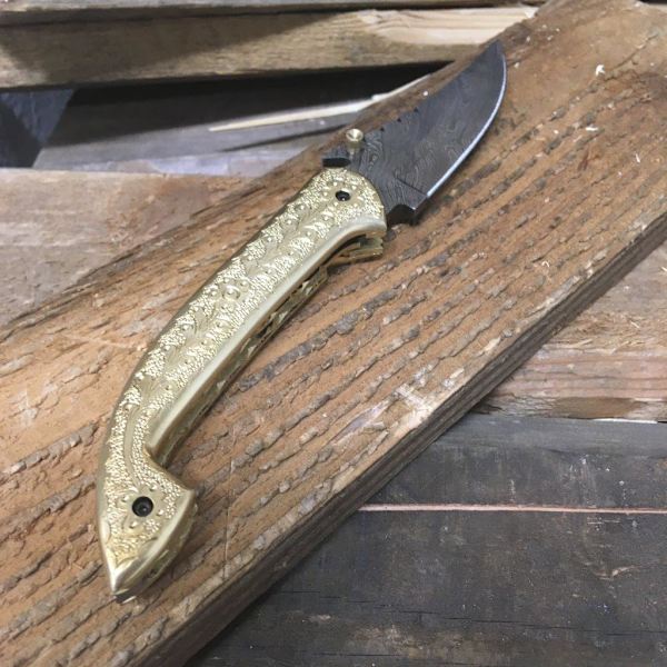Håndlavet kniv - unik og smuk damscus foldekniv / hu White