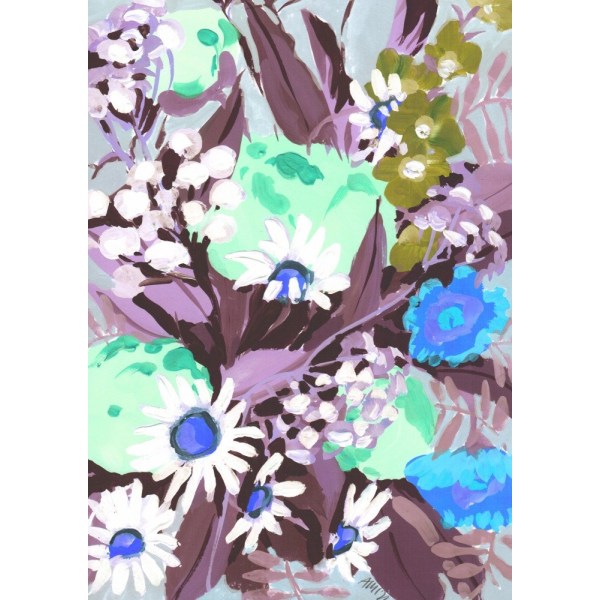 Daisies On Purple Grass MultiColor 50x70 cm