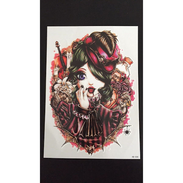 Tillfällig Tatuering 21 x 15cm - Goth doll