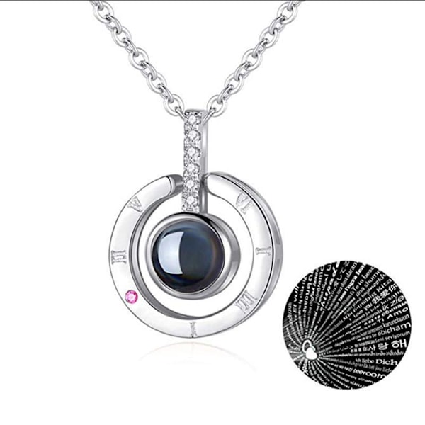 Silverfärgat projektion halsband kedja och strass