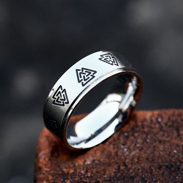 Ring - Nordic Mythology - Valknut brushed steel #10