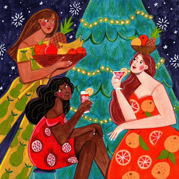 Festive Christmas Fruit Women MultiColor 21x30 cm