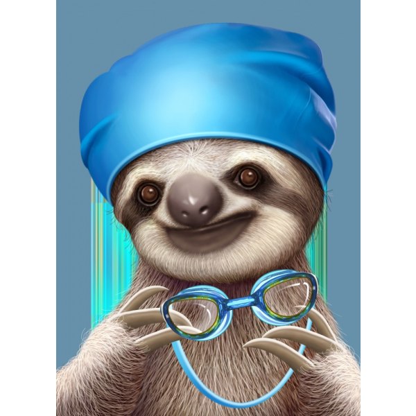 Sloth With Goggles MultiColor 30x40 cm