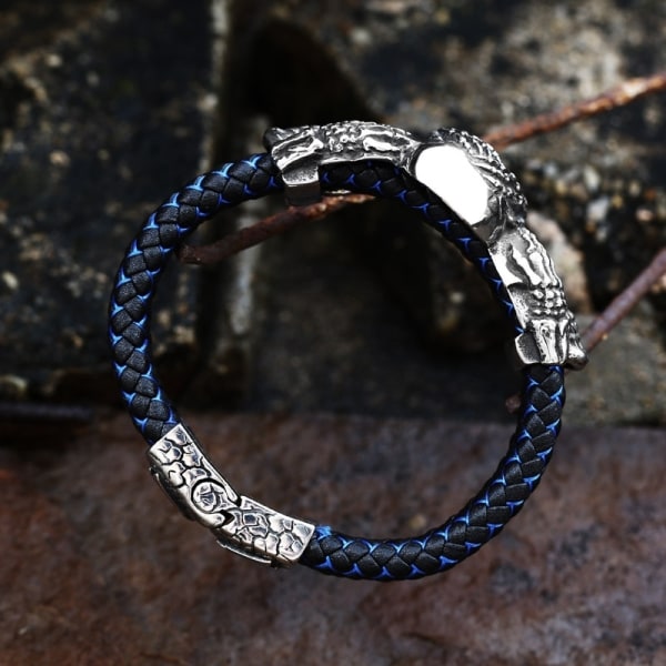 Bracelet - Norse mythology - Leather bracelet Skulls 22cm