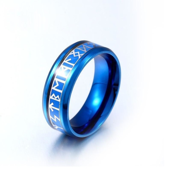 Ring - Nordic Mythology - Runes Blue #13