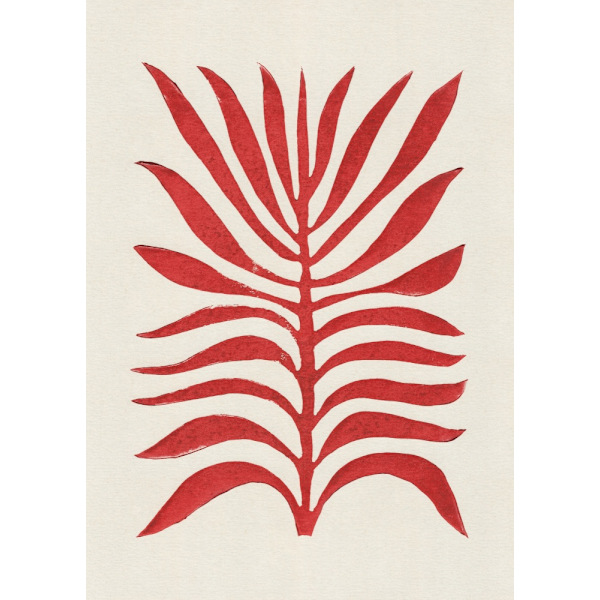 Red Branch / Lino Print MultiColor 21x30 cm