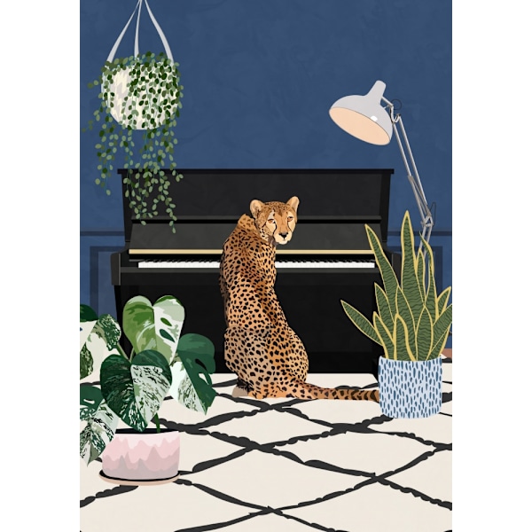 Cheetah Playing Piano MultiColor 50x70 cm