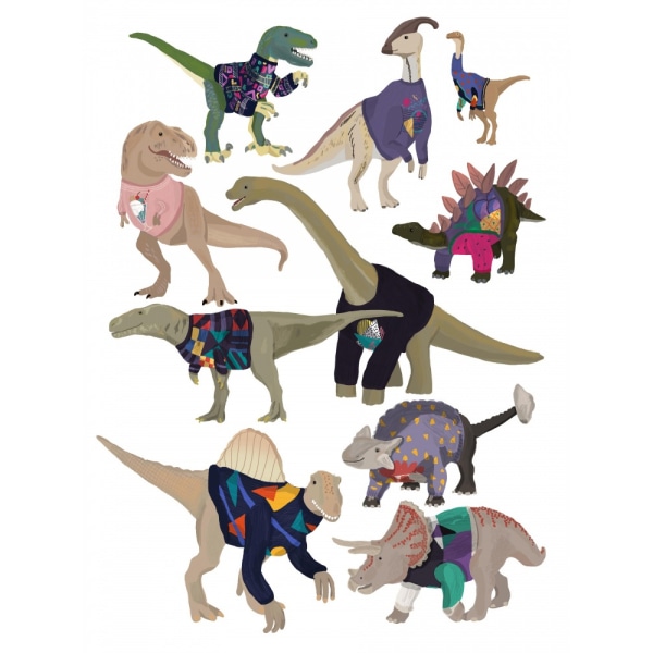 Dinosaurus 80-luvun hypyissä MultiColor 30x40 cm