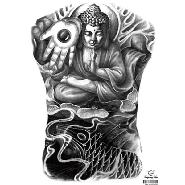 TÄYSI TAUSTAA! Väliaikainen tatuointi 48 x 34 cm - buddah