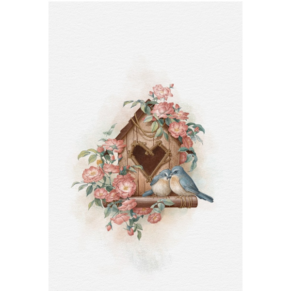 Bird House And Rose MultiColor 30x40 cm
