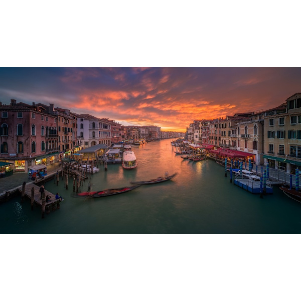 Grand Canal At Sunset , View From The Rialto Bridge , Venice . MultiColor 70x100 cm