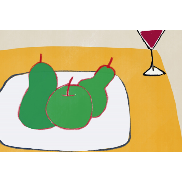 Green Pears On The Table MultiColor 30x40 cm