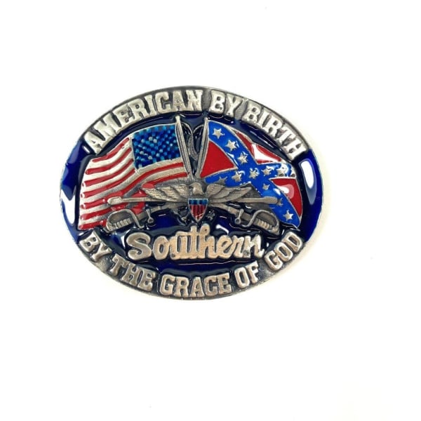 Belt Buckle - American by birth Multicolor