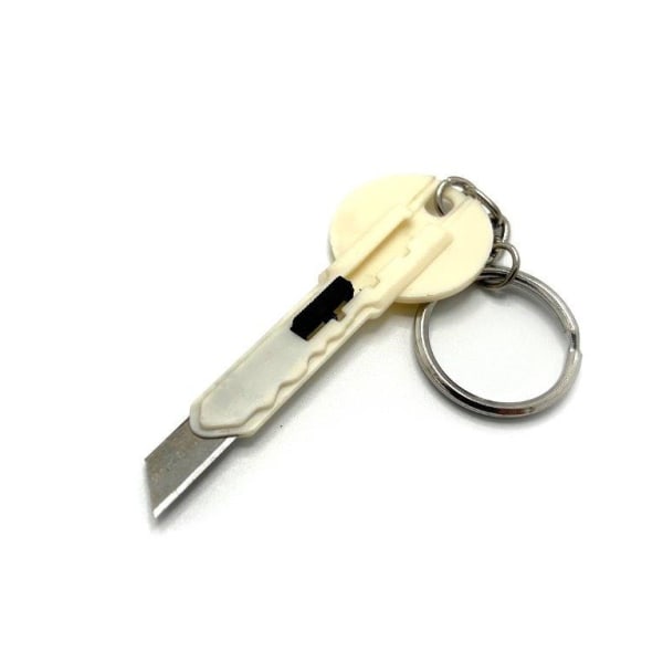 nøglering med nøglekniv hvid