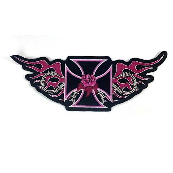 Pink iron cross fabric patch