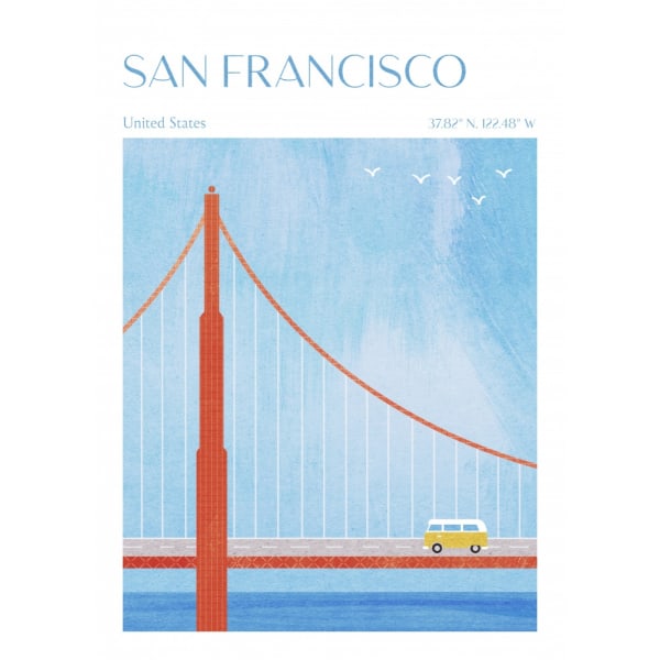 San Francisco, Golden Gate Bridge MultiColor 50x70 cm