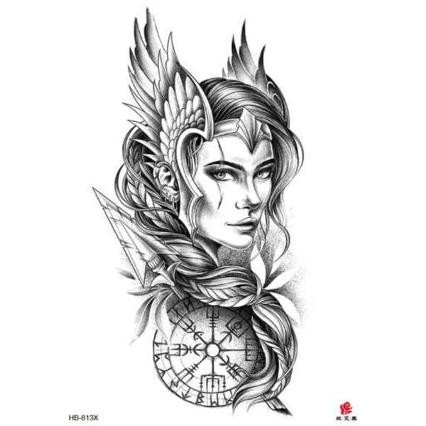 Tillfällig Tatuering 21 x 15cm - Amason kvinna