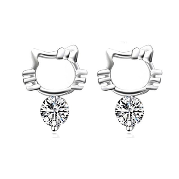 Beautiful earrings with hello kitty, rhinestones