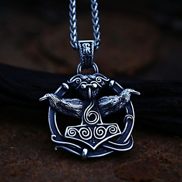 Pendant - Nordic Mythology - Thor´s hammer whit ravens