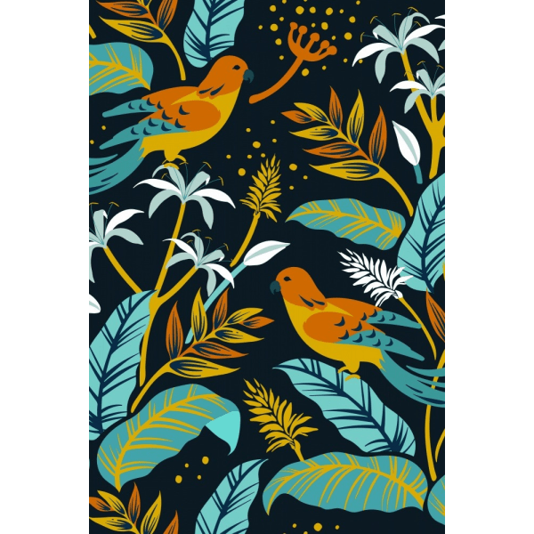 Birds And Plants MultiColor 50x70 cm