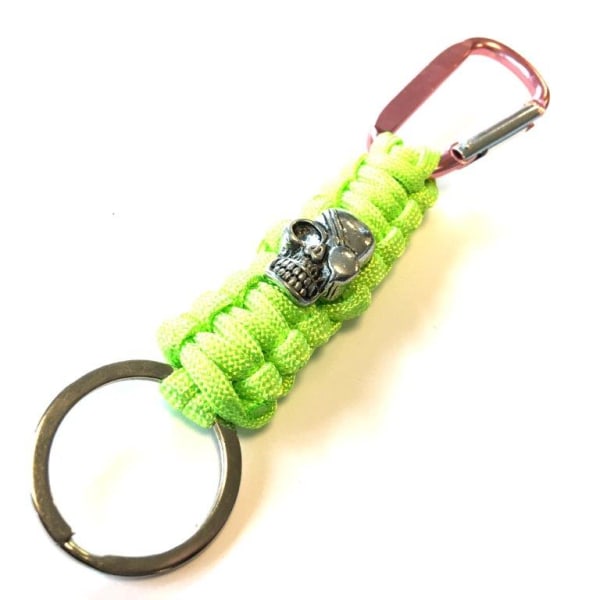 Cool Paracord Keychain  with pirate scull neongreen neongrön