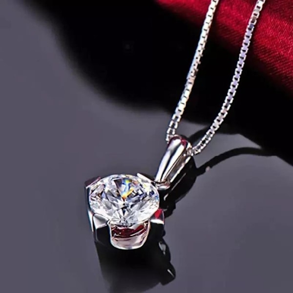 Necklace - silver color with rhinestone