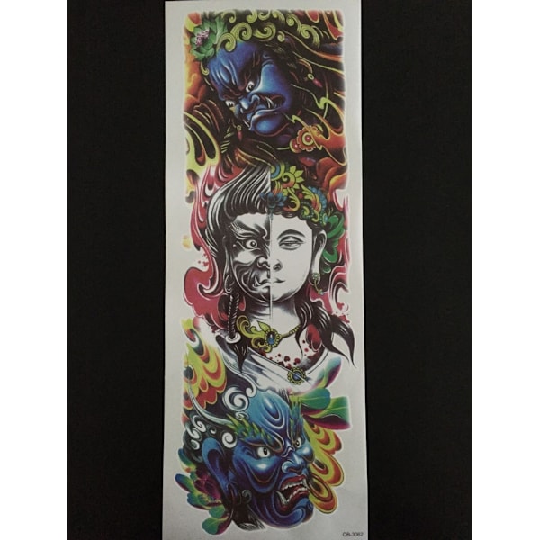 OBS! SE STØRRELSE! Midlertidig tatovering - 46 x 17 cm - japansk