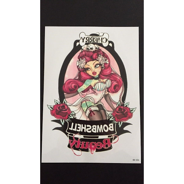 Tillfällig Tatuering 21 x 15cm - Cherry Bombshell