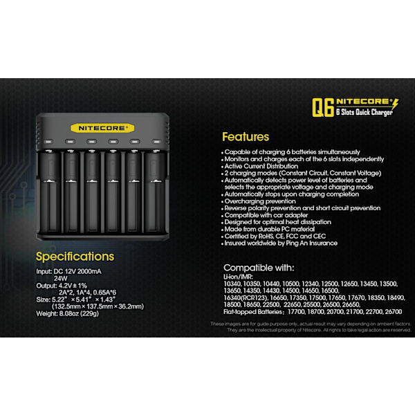 Q6 - NITECORE Li-ion Charger Black