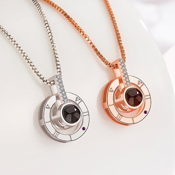 Projeksjonskjede - roségullfarget med rhinestones