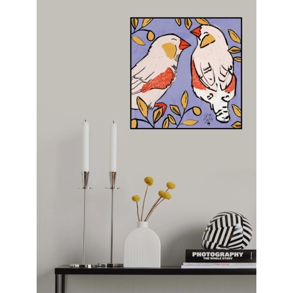 Finch Love Birds Lilla Bakgrund 2.Png MultiColor 21x30 cm