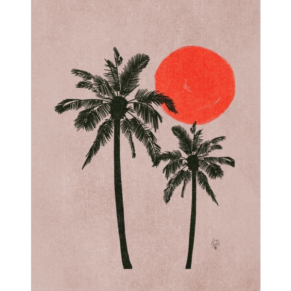 Palm Trees Pink Moon Erum Khalili.png MultiColor 70x100 cm